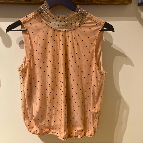 Banana Republic pink sleeveless blouse with polka dot overlay (S) - Picture 1 of 7